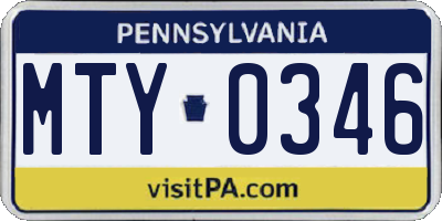 PA license plate MTY0346