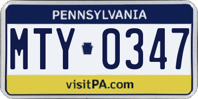 PA license plate MTY0347