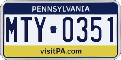 PA license plate MTY0351