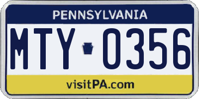 PA license plate MTY0356