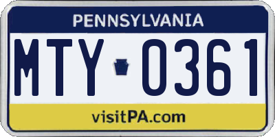 PA license plate MTY0361
