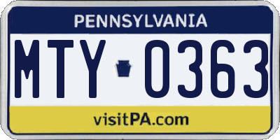 PA license plate MTY0363