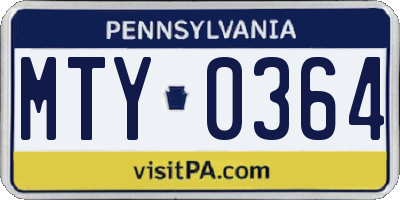 PA license plate MTY0364