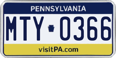 PA license plate MTY0366