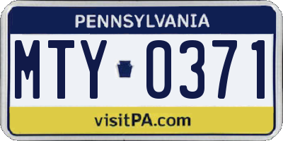 PA license plate MTY0371