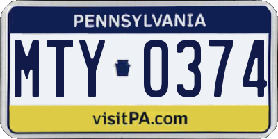 PA license plate MTY0374