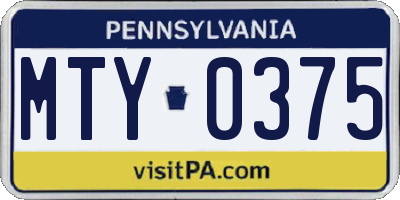 PA license plate MTY0375