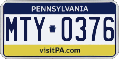 PA license plate MTY0376