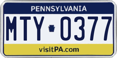 PA license plate MTY0377