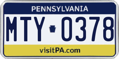 PA license plate MTY0378