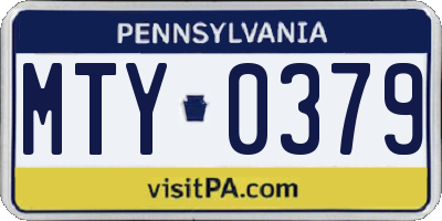 PA license plate MTY0379