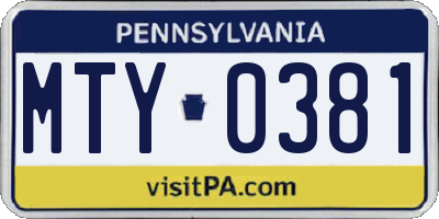 PA license plate MTY0381