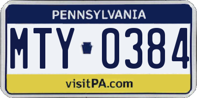 PA license plate MTY0384