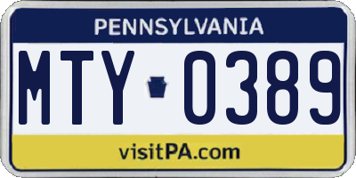 PA license plate MTY0389