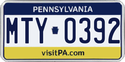 PA license plate MTY0392