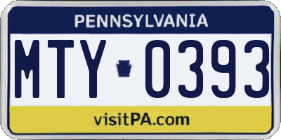 PA license plate MTY0393