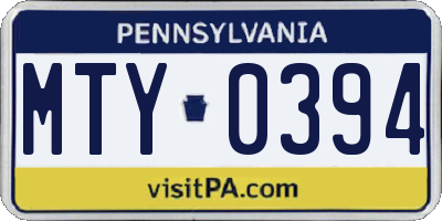 PA license plate MTY0394