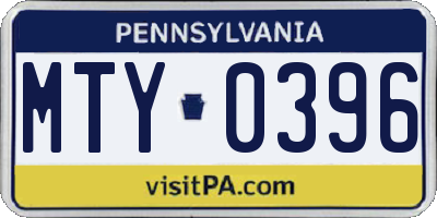 PA license plate MTY0396