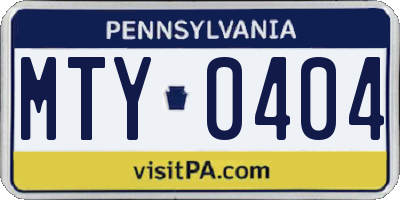 PA license plate MTY0404