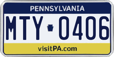 PA license plate MTY0406