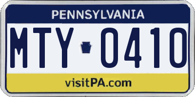 PA license plate MTY0410