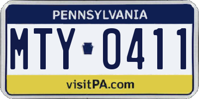PA license plate MTY0411
