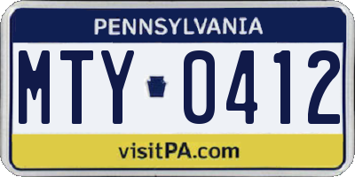 PA license plate MTY0412