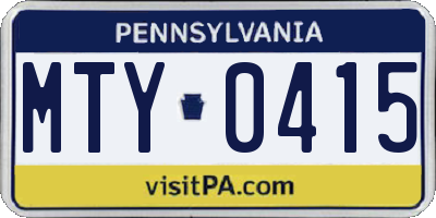PA license plate MTY0415