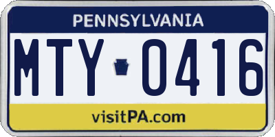 PA license plate MTY0416