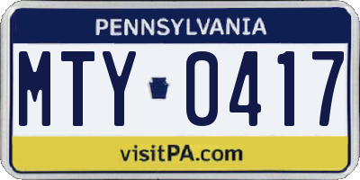 PA license plate MTY0417