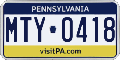 PA license plate MTY0418
