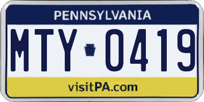 PA license plate MTY0419