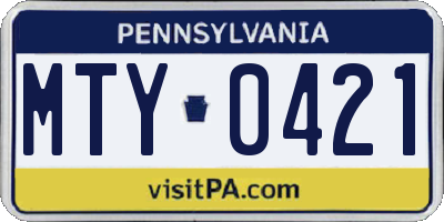 PA license plate MTY0421