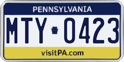 PA license plate MTY0423