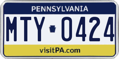 PA license plate MTY0424