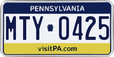 PA license plate MTY0425