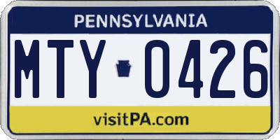 PA license plate MTY0426