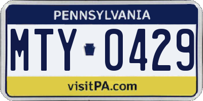 PA license plate MTY0429