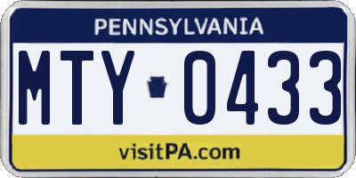PA license plate MTY0433