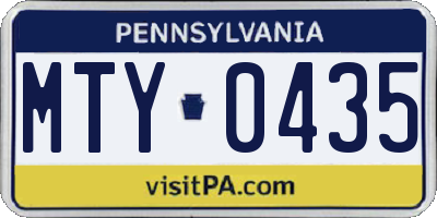 PA license plate MTY0435