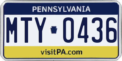 PA license plate MTY0436
