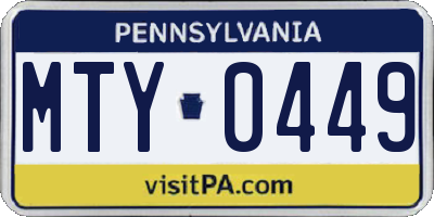 PA license plate MTY0449