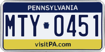 PA license plate MTY0451