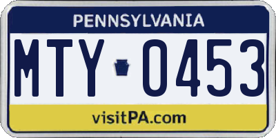 PA license plate MTY0453