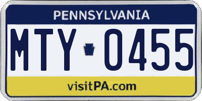 PA license plate MTY0455