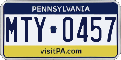 PA license plate MTY0457