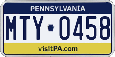 PA license plate MTY0458
