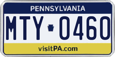 PA license plate MTY0460