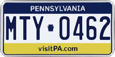 PA license plate MTY0462