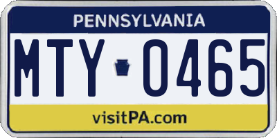 PA license plate MTY0465